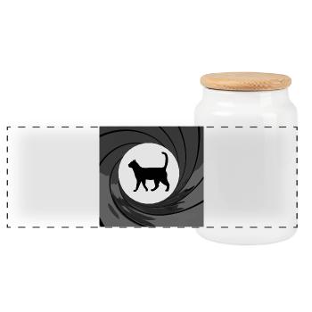 Bond Cat - Boîte à biscuits avec couvercle en bois - blanc - Devant
