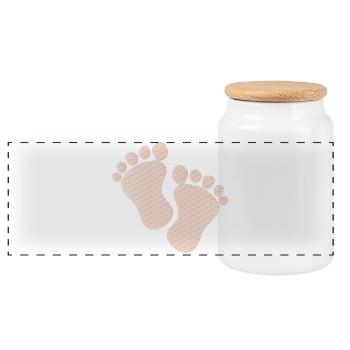 empreintes de bébé mignon - Boîte à biscuits avec couvercle en bois - blanc - Devant