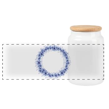 leuchtender blauer Kornblumen Blüten Kranz - Panorama Keksdose mit Holzdeckel - Weiß - Vorne