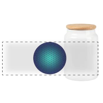 Flower of Life - 3D Blue - Panoramic Cookie Jar with Wooden Lid - white - Front