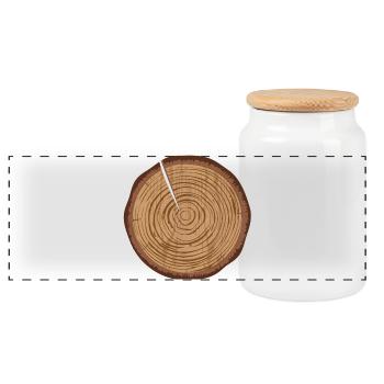 Un disque de bois avec des anneaux annuels et une fissure - Boîte à biscuits avec couvercle en bois - blanc - Devant