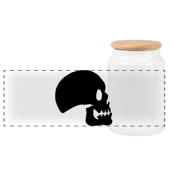 Totenkopf oder Totenkopf für eine Flagge. - Panorama Keksdose mit Holzdeckel - Weiß - Vorne