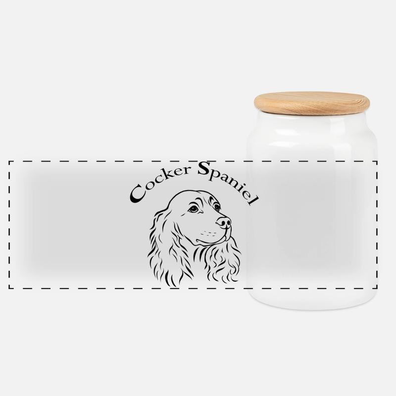 Cocker Spaniel Portrait - Panoramic Cookie Jar with Wooden Lid - white