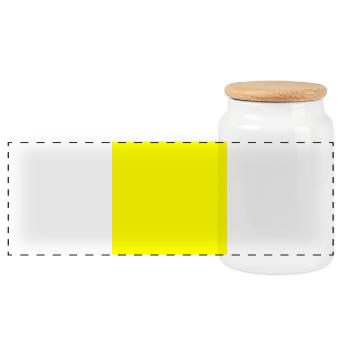 Yellow Background Texture Template Personalize - Panoramic Cookie Jar with Wooden Lid - white - Front