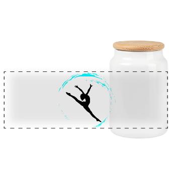 rhythmic gymnastics - Panoramic Cookie Jar with Wooden Lid - white - Front