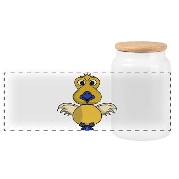 Pipomat the sparrow from the comic book - Panoramic Cookie Jar with Wooden Lid - white - Front