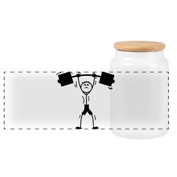 Weight training weightlifter logo, emblem - Panoramic Cookie Jar with Wooden Lid - white - Front