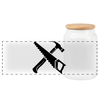 icône de l’outil de marteau de scie icône de logo - Boîte à biscuits avec couvercle en bois - blanc - Devant