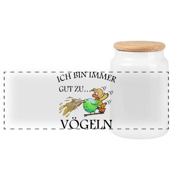 Lustige Vögel - Panorama Keksdose mit Holzdeckel - Weiß - Vorne