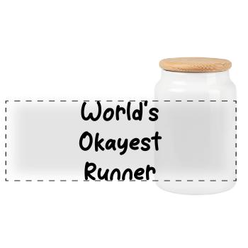 World’s okayest Runner - Boîte à biscuits avec couvercle en bois - blanc - Devant