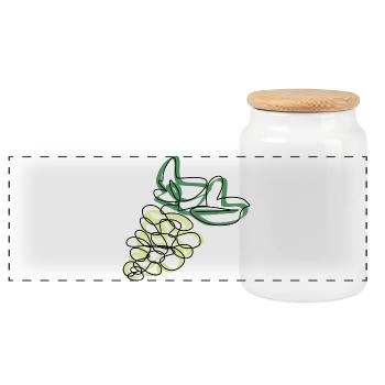 Lineart Grapes - Panoramic Cookie Jar with Wooden Lid - white - Front