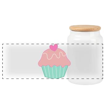 kochen backen Kuchen cupcake Geschenk Mutter - Panorama Keksdose mit Holzdeckel - Weiß - Vorne