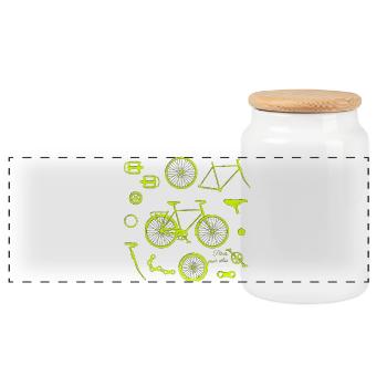 Bicycle Parts Illustration - Panoramic Cookie Jar with Wooden Lid - white - Front