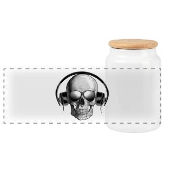Rock Music Skull With Headphones Design - Panorama Keksdose mit Holzdeckel - Weiß - Vorne