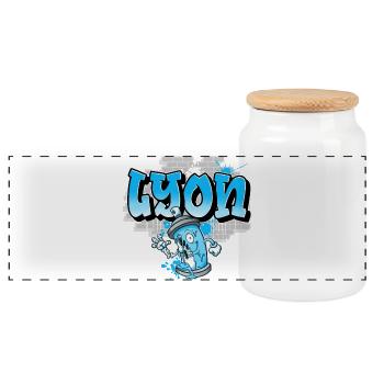 Lyon Graffiti - Boîte à biscuits avec couvercle en bois - blanc - Devant