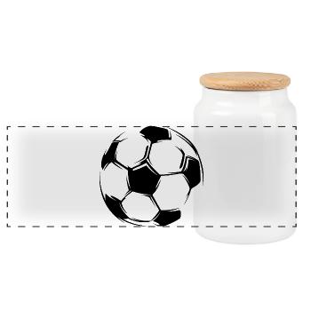 soccer fußball symbol geschenk team em Ball icon - Panorama Keksdose mit Holzdeckel - Weiß - Vorne