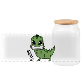 Bébé dinosaure en colère cadeau - Boîte à biscuits avec couvercle en bois - blanc - Devant