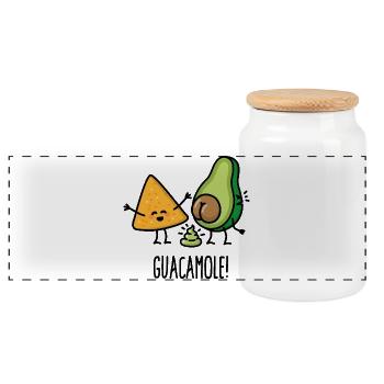 Avocado Scheiße Guacamole Tortilla-Chips Keto diät - Panorama Keksdose mit Holzdeckel - Weiß - Vorne