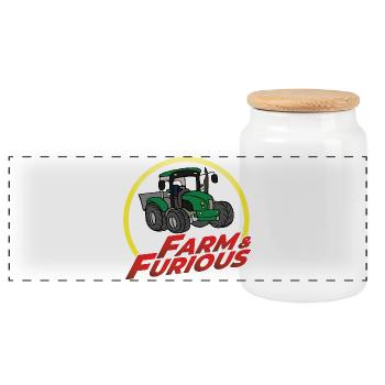Farm and Furious - Humour Parodie Tracteur - Boîte à biscuits avec couvercle en bois - blanc - Devant