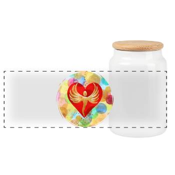 AngelHeart of the Rainbow Dimension - Sonja Ariel - Panoramic Cookie Jar with Wooden Lid - white - Front