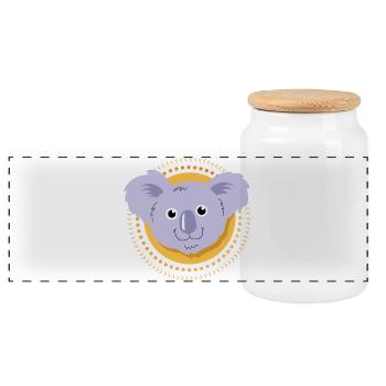 Kleiner Koala - Panorama Keksdose mit Holzdeckel - Weiß - Vorne