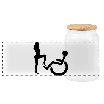 Jolie dame versus utilisateur de fauteuil roulant Chemise humoristique* - Boîte à biscuits avec couvercle en bois - blanc - Devant