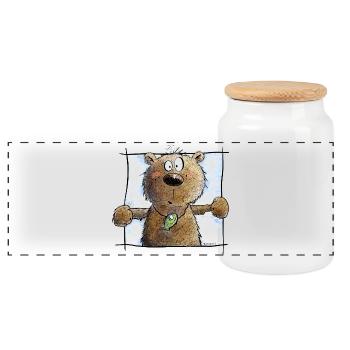 Drolliger Brauner Bär I Wildtier Comic - Panorama Keksdose mit Holzdeckel - Weiß - Vorne