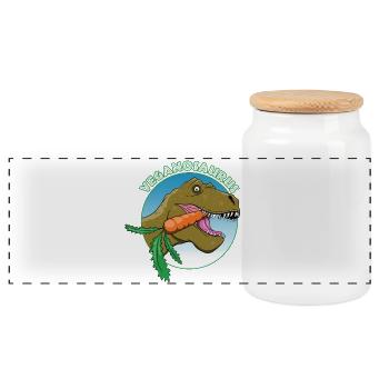 Veganer Dinosaurier - Panorama Keksdose mit Holzdeckel - Weiß - Vorne