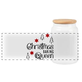Drôle de tablier de cuisine pour Noël - Boîte à biscuits avec couvercle en bois - blanc - Devant