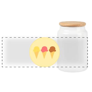 ice cream ice cream strawberry ice cream vanilla ice cream chocolate ice cream - Panoramic Cookie Jar with Wooden Lid - white - Front