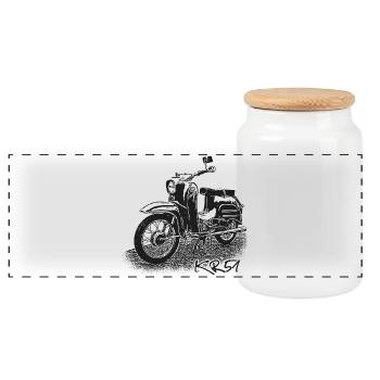 SIMSON Schwalbe KR51 - Panorama Keksdose mit Holzdeckel - Weiß - Vorne