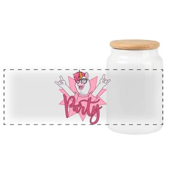 Licorne de la fête - Boîte à biscuits avec couvercle en bois - blanc - Devant