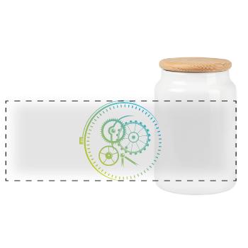 Masterpiece Watches Clock Mechanics Colors icon Logo - Panoramic Cookie Jar with Wooden Lid - white - Front