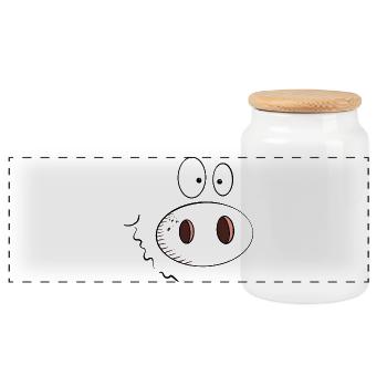 Cochon heureux I Visage de cochon I Tête - Boîte à biscuits avec couvercle en bois - blanc - Devant