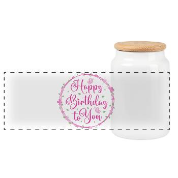 Joyeux anniversaire - Boîte à biscuits avec couvercle en bois - blanc - Devant
