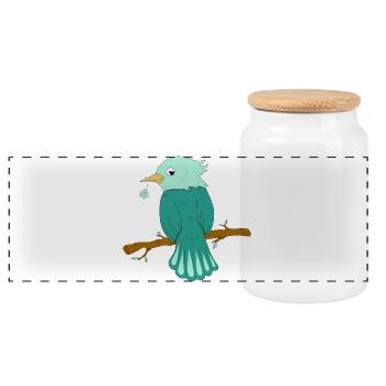 Lucky charm - Panoramic Cookie Jar with Wooden Lid - white - Front