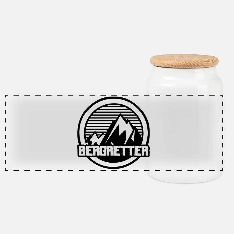 Bergsteiger - Bergretter - Bergrettung - Wanderung - Panorama Keksdose mit Holzdeckel - Weiß