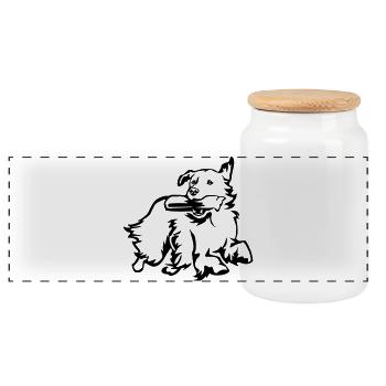 Golden Retriever - Panoramic Cookie Jar with Wooden Lid - white - Front