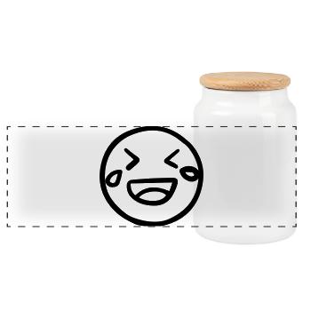 Laughing face with tears of joy - Panoramic Cookie Jar with Wooden Lid - white - Front