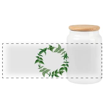 Nettle wreath in dark shades of green - Panoramic Cookie Jar with Wooden Lid - white - Front