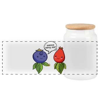 Kleine Beeren und Blätter Illustration - Panorama Keksdose mit Holzdeckel - Weiß - Vorne