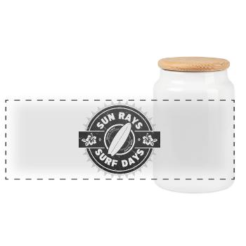Surfen Retro Surfer Grafikdesign - Panorama Keksdose mit Holzdeckel - Weiß - Vorne