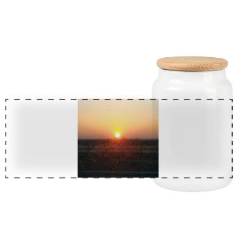 Sunset Ray on Glass - Panoramic Cookie Jar with Wooden Lid - white - Front