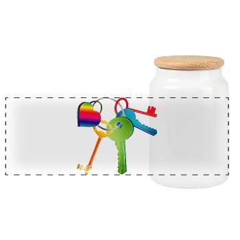 Porte-clés avec clés colorées et cœur coloré - Boîte à biscuits avec couvercle en bois - blanc - Devant