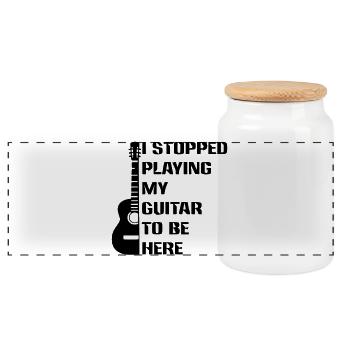 Ich hörte auf, Gitarre zu spielen, um hier zu sein # - Panorama Keksdose mit Holzdeckel - Weiß - Vorne