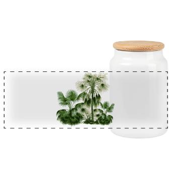 palmier - Boîte à biscuits avec couvercle en bois - blanc - Devant