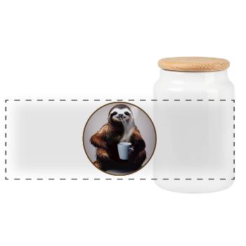 Paresseux au café - Boîte à biscuits avec couvercle en bois - blanc - Devant
