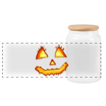 pumpkin - Panoramic Cookie Jar with Wooden Lid - white - Front
