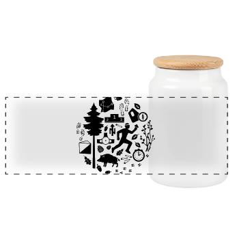 Orienteering [4] [orienteering] [V] - Panoramic Cookie Jar with Wooden Lid - white - Front