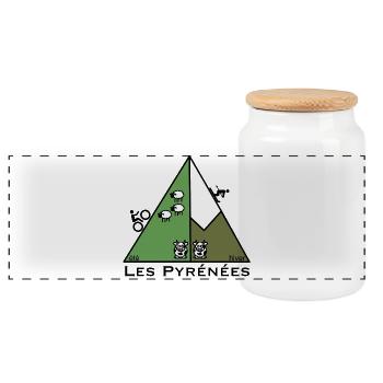 Été hiver dans les Pyrénées - Boîte à biscuits avec couvercle en bois - blanc - Devant